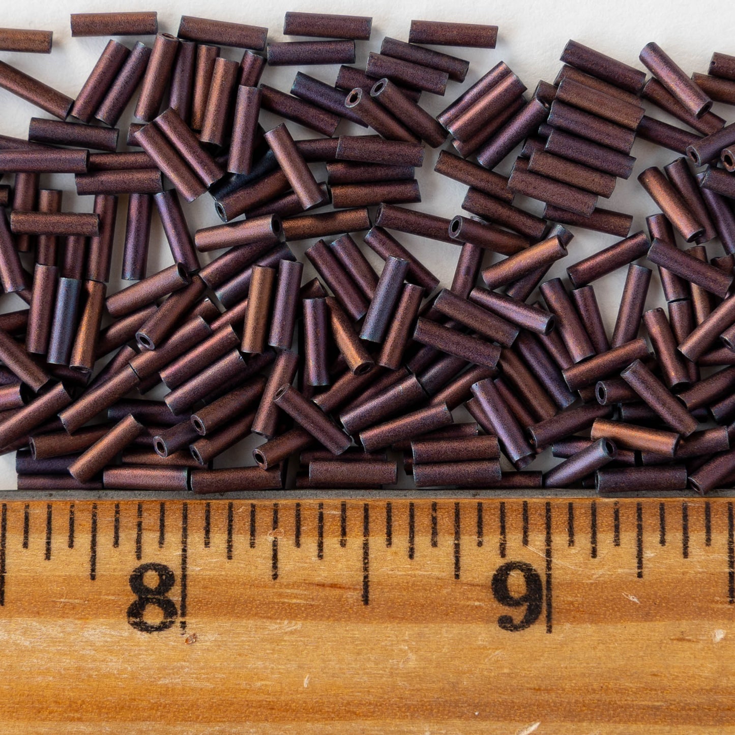 6mm Glass Bugle Beads - Matte Metallic Copper - 5 grams
