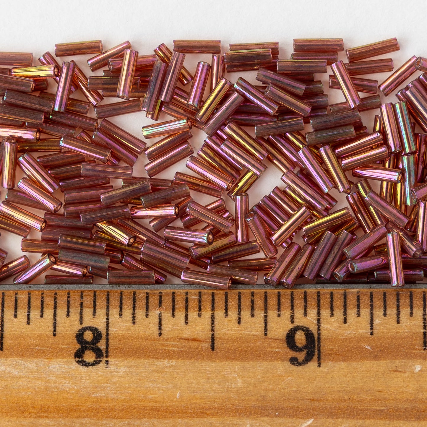 6mm Glass Bugle Beads - Rose Gold Luster - 10 grams