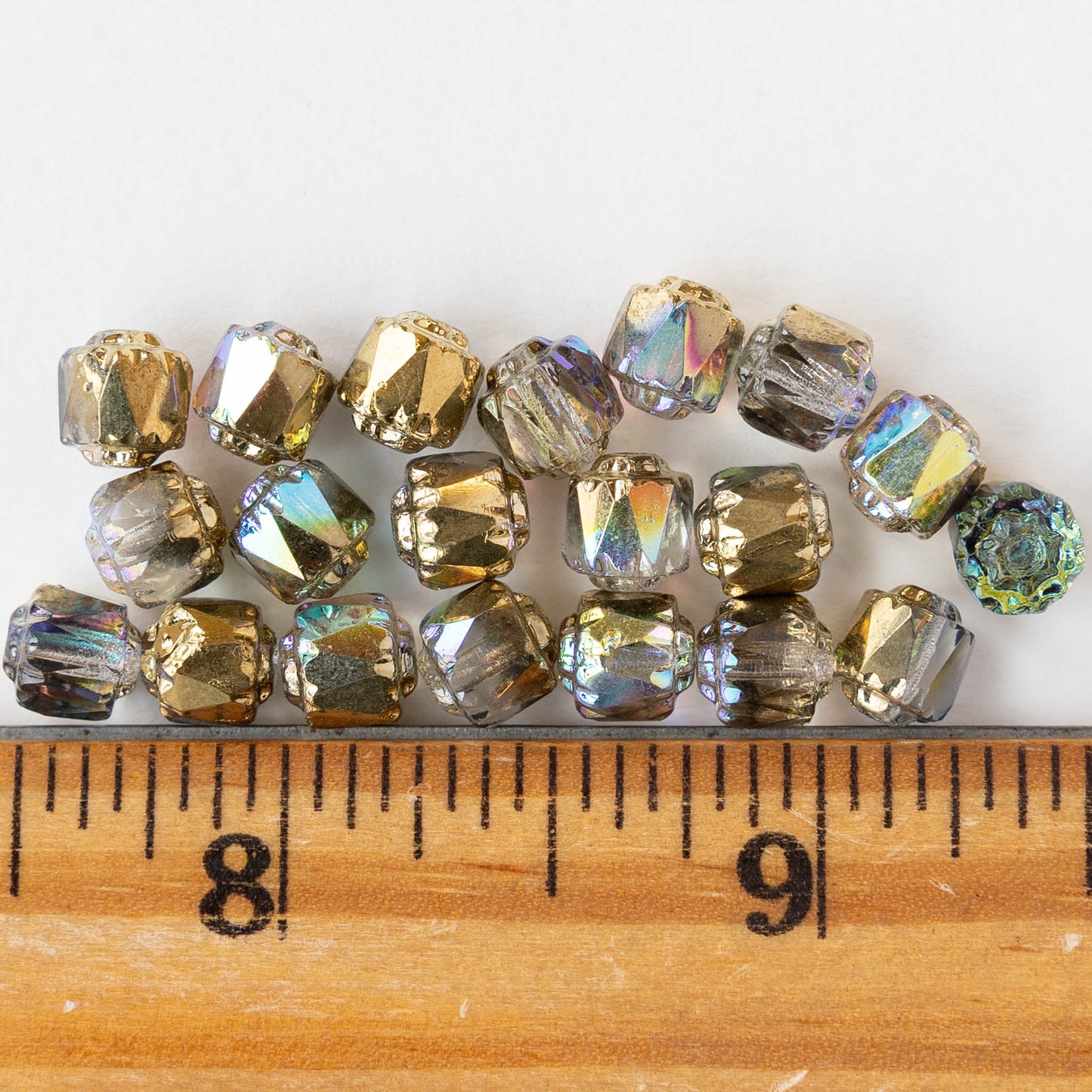 6mm Cathedral Tube - Crystal Gold AB - 20 Beads
