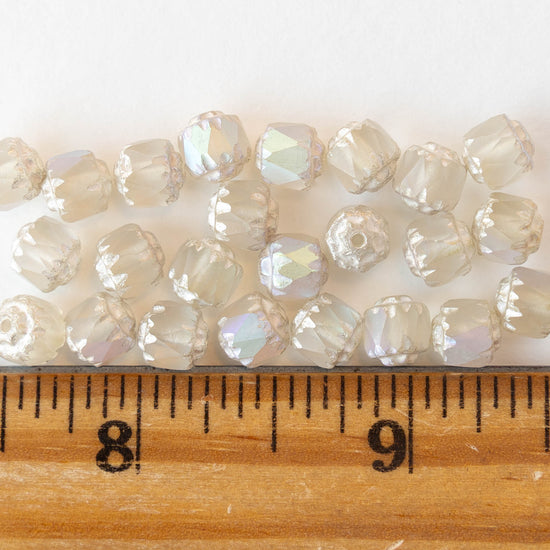 6mm Cathedral Tube - Crystal Opaline Matte AB - 20 Beads
