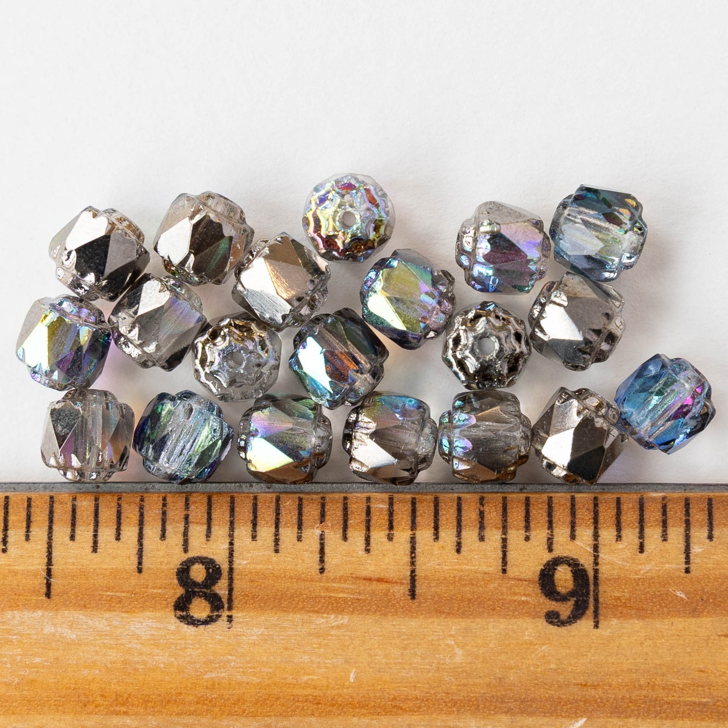 6mm Cathedral Tube - Crystal Silver AB - 20 Beads