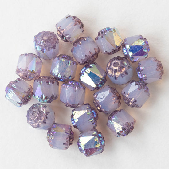 6mm Cathedral Tube - Lavender Opaline AB - 10 or 20 Beads