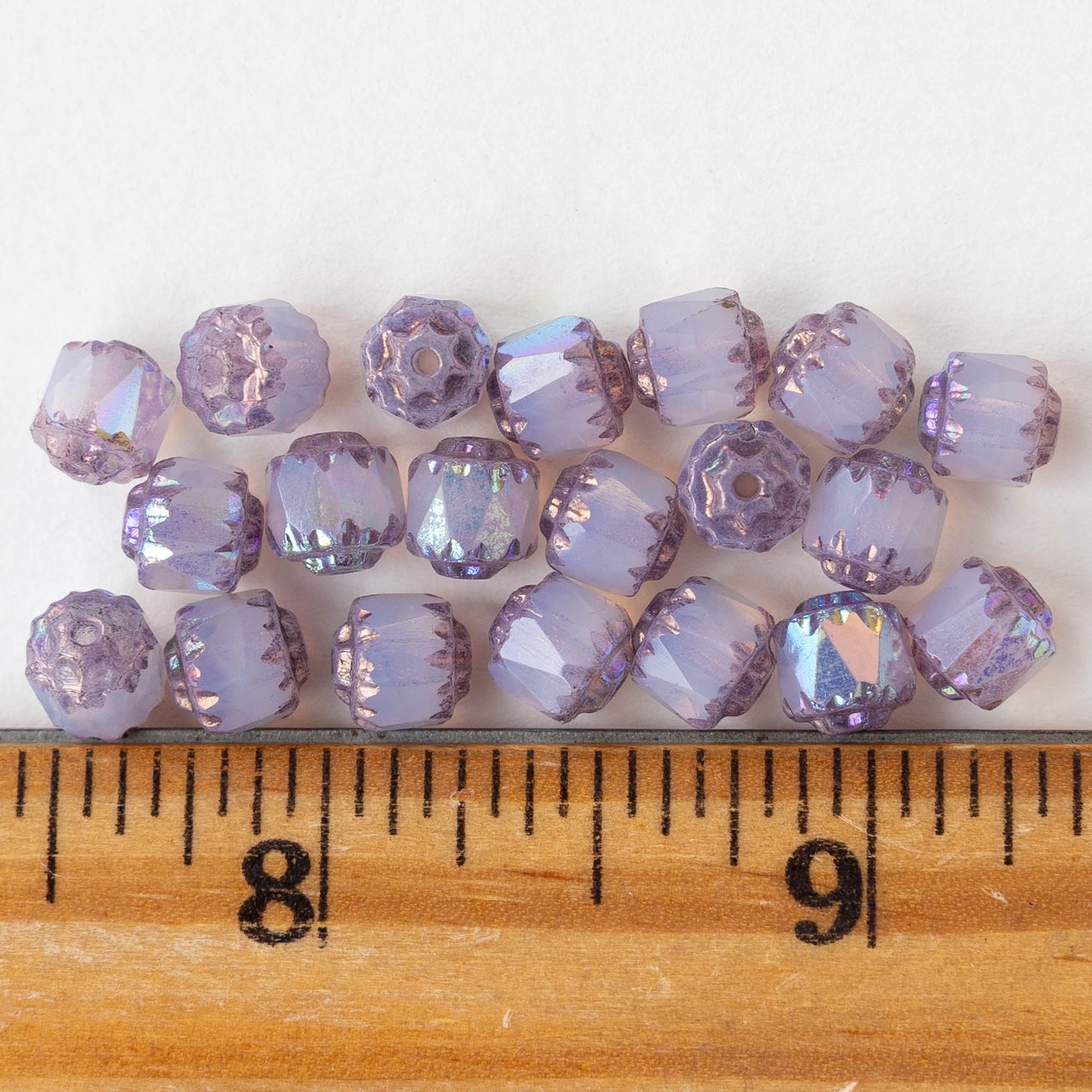 6mm Cathedral Tube - Lavender Opaline AB - 10 or 20 Beads