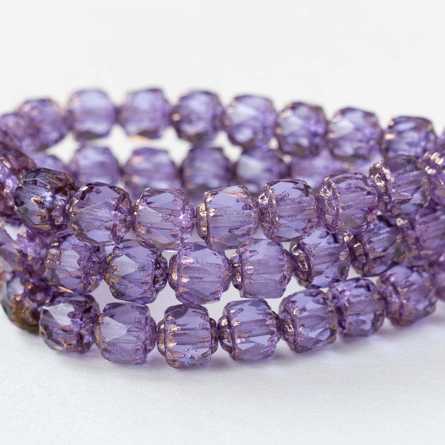 6mm Cathedral Tube - Purple Bronze Luster - 10 or 20 Beads