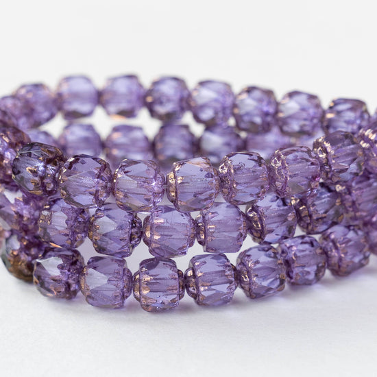 6mm Cathedral Tube - Purple Bronze Luster - 10 or 20 Beads