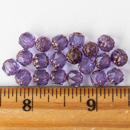 6mm Cathedral Tube - Purple Bronze Luster - 10 or 20 Beads
