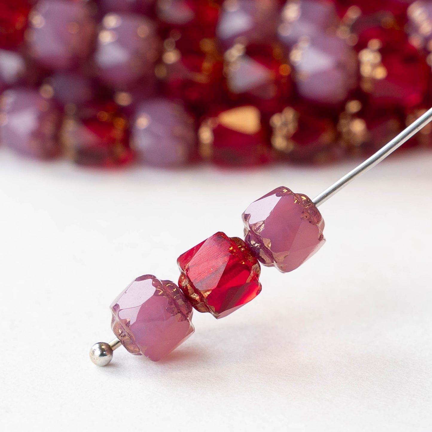 6mm Cathedral Tube - Rosaline Red Bronze - 20 Beads