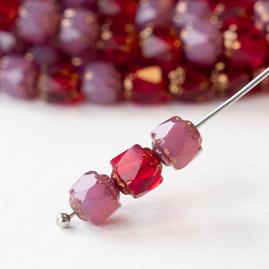 6mm Cathedral Tube - Rosaline Red Bronze - 20 Beads