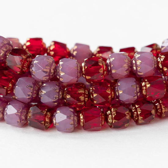 6mm Cathedral Tube - Rosaline Red Bronze - 20 Beads