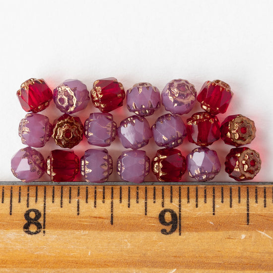 6mm Cathedral Tube - Rosaline Red Bronze - 20 Beads