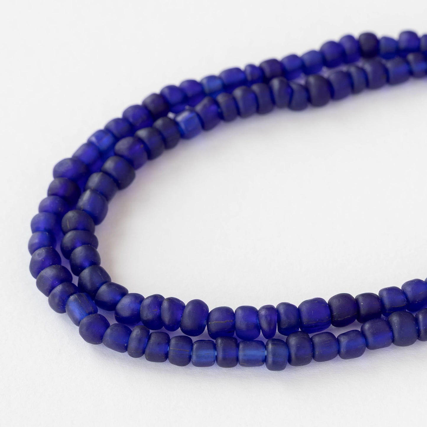 Glass Java Beads - Cobalt Blue - Whole or Half Strand