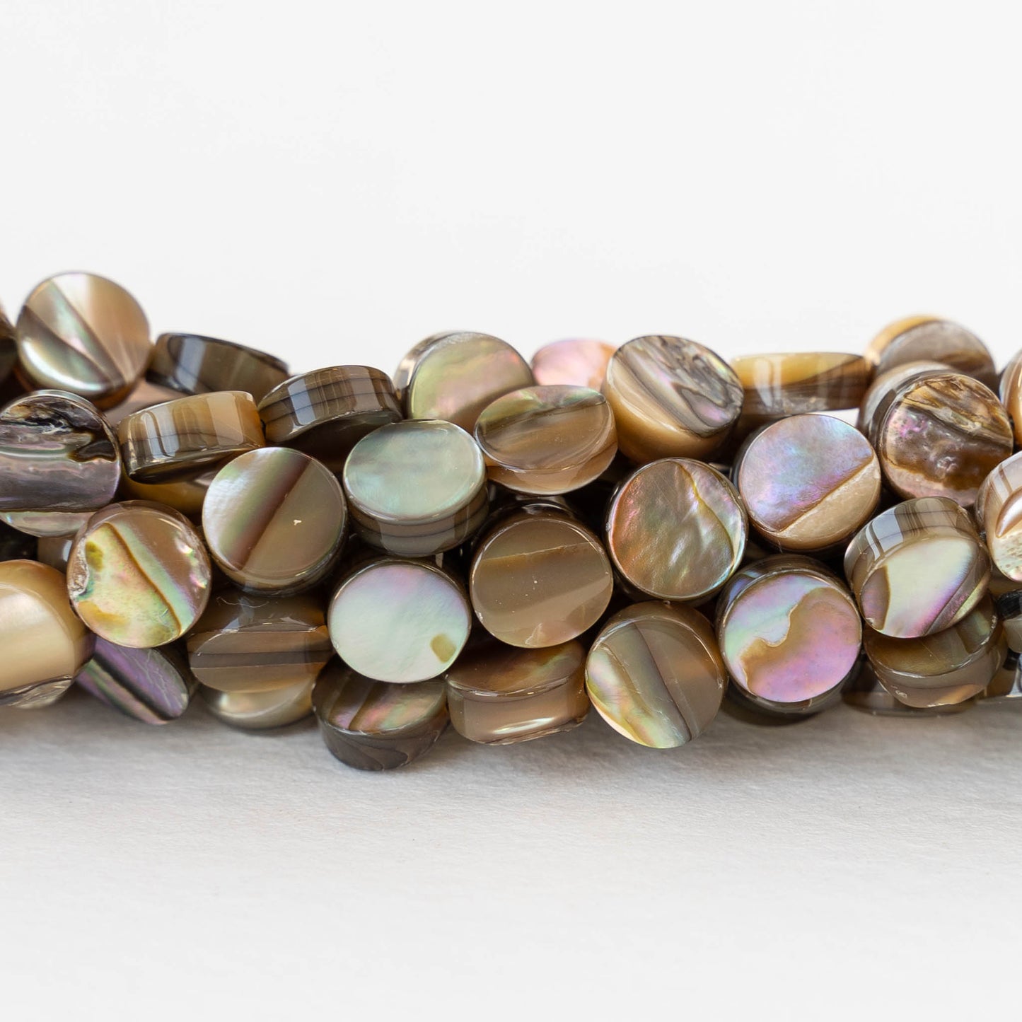 6mm Abalone Coin Beads - Half or Whole Strand