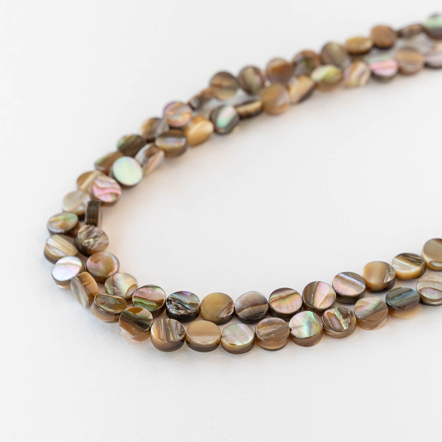 6mm Abalone Coin Beads - Half or Whole Strand