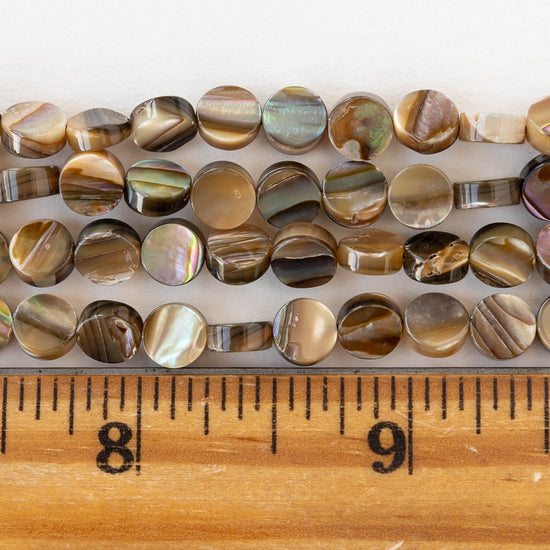 6mm Abalone Coin Beads - Half or Whole Strand