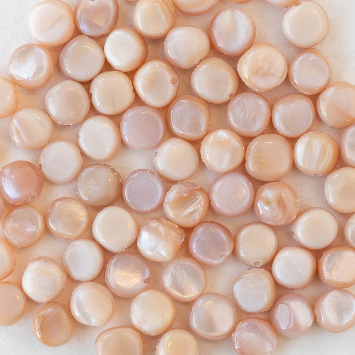 6mm Mother of Pearl Coin Beads - 8 inches