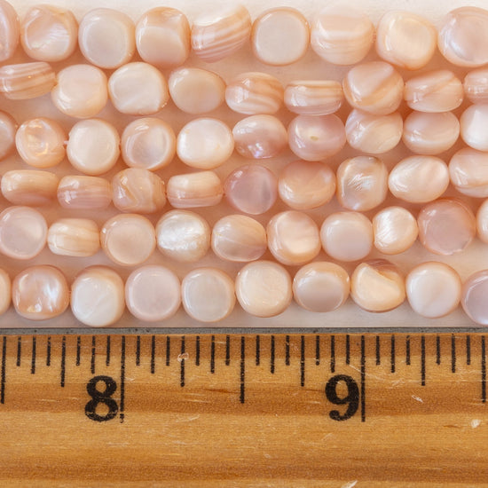Load image into Gallery viewer, 6mm Mother of Pearl Coin Beads - 8 inches
