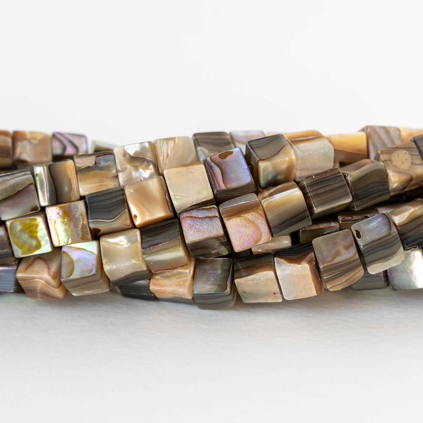 6mm Abalone Cube Beads - Half or Whole Strand