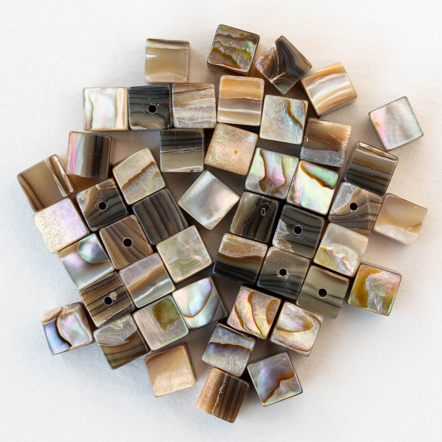 6mm Abalone Cube Beads - Half or Whole Strand