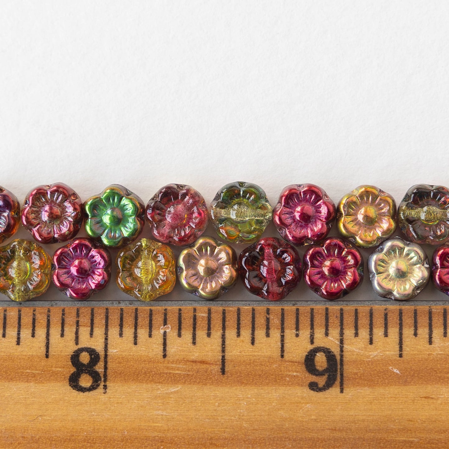 Load image into Gallery viewer, 6mm Glass Flower Beads - Cranberry Red Iris - 30 beads
