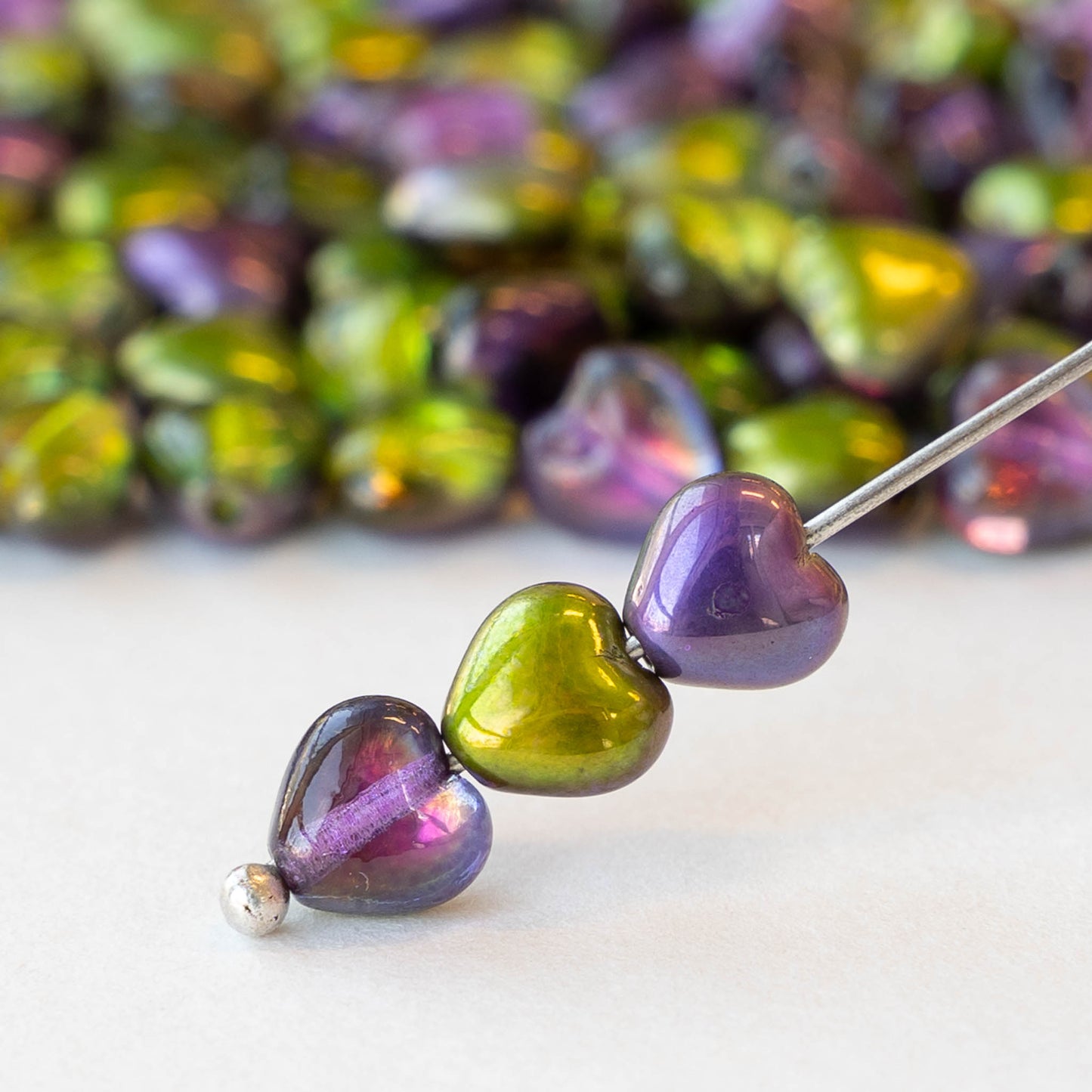 6mm Glass Heart Beads - Crystal Magic Orchid - 25 hearts