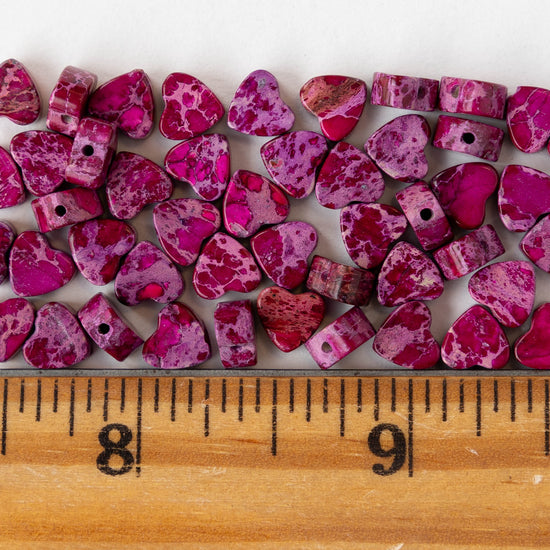 6mm Impression Jasper Heart Beads - Pink - 10 beads