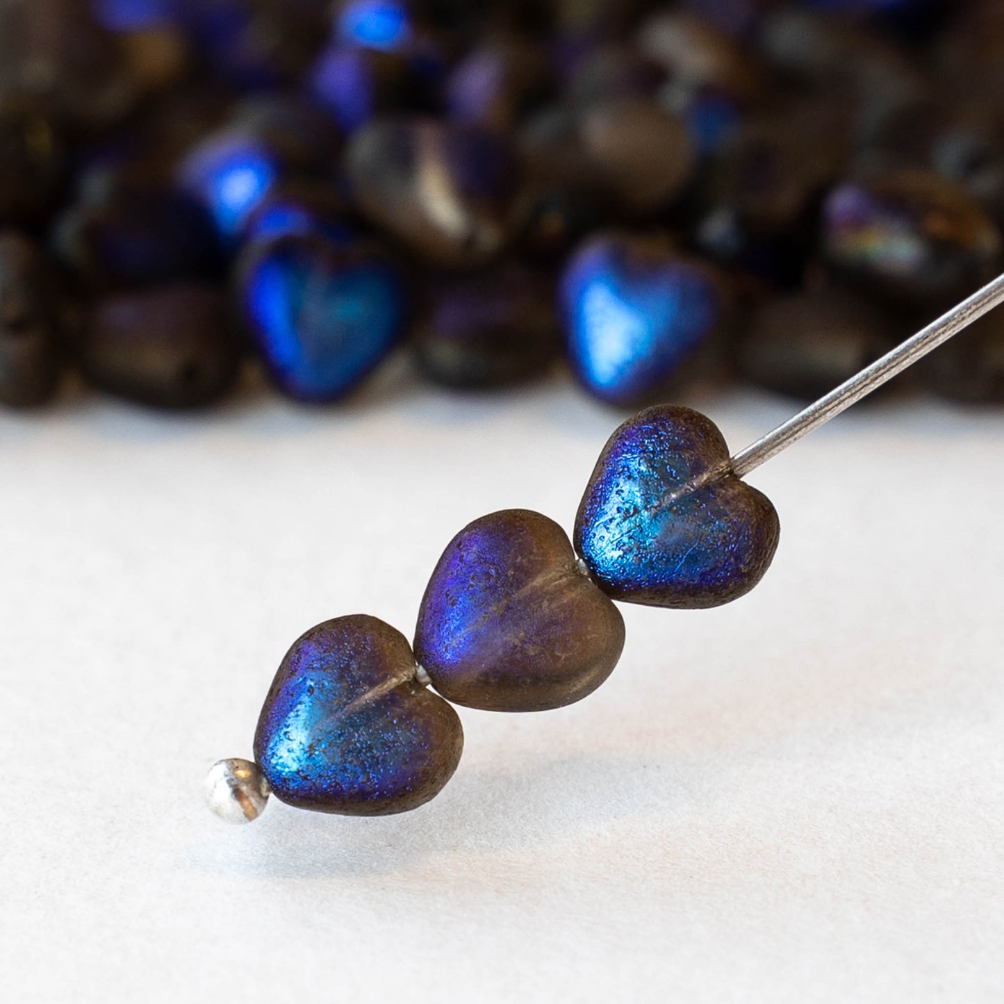 6mm Glass Heart Beads - Crystal Azuro Full - 25 hearts