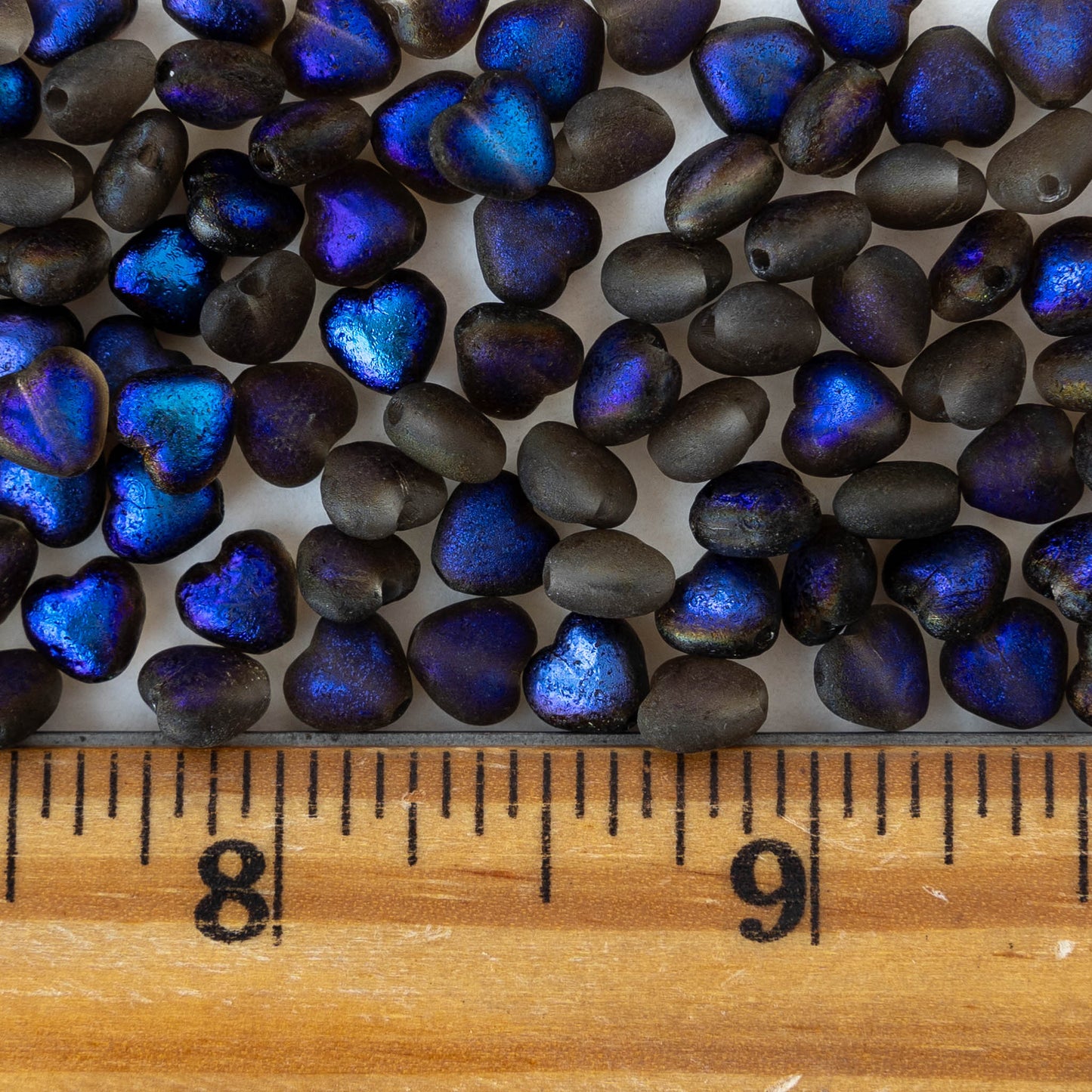 6mm Glass Heart Beads - Crystal Azuro Full - 25 hearts