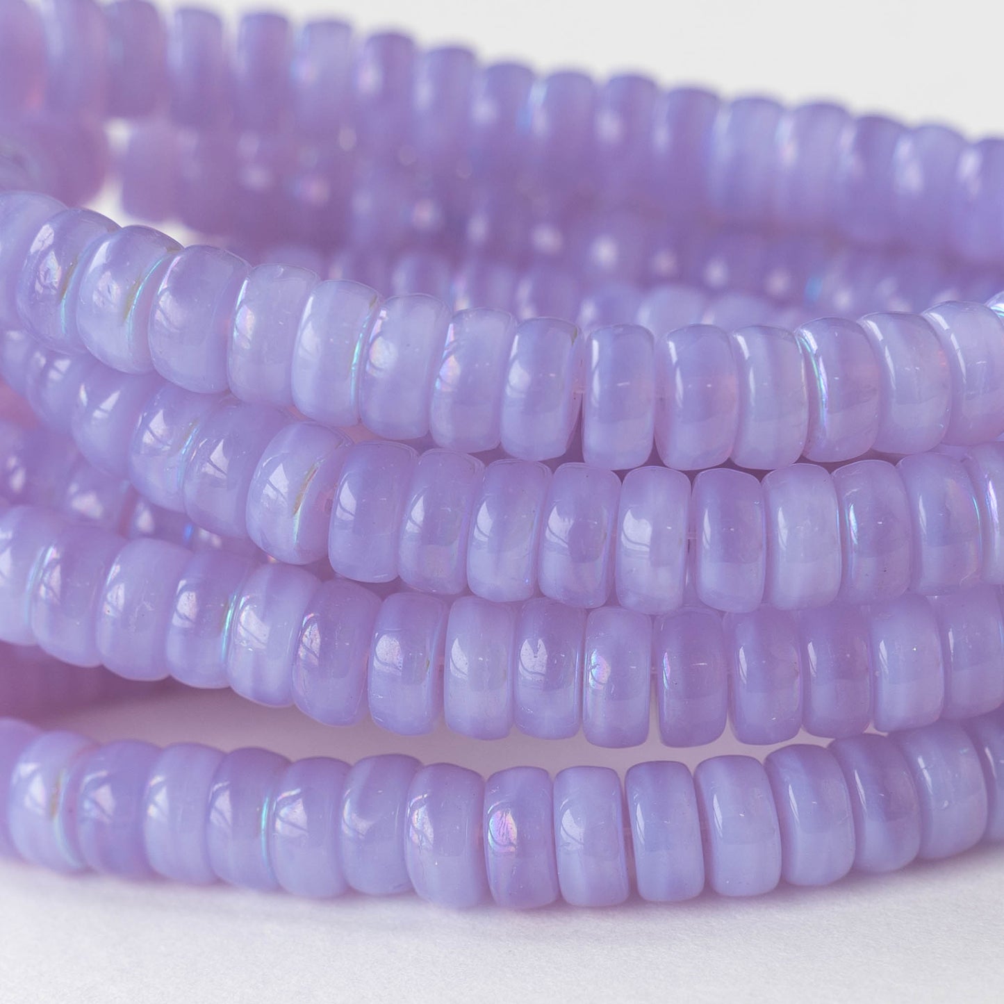 6mm Glass Heishi Beads - Lavender AB - 25 Beads