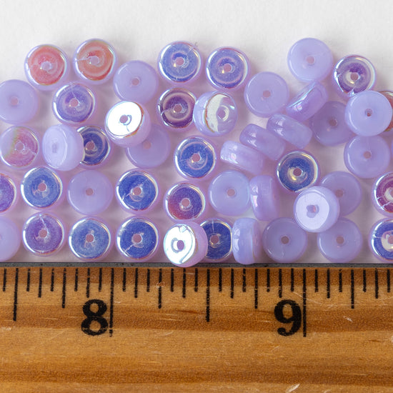 6mm Glass Heishi Beads - Lavender AB - 25 Beads