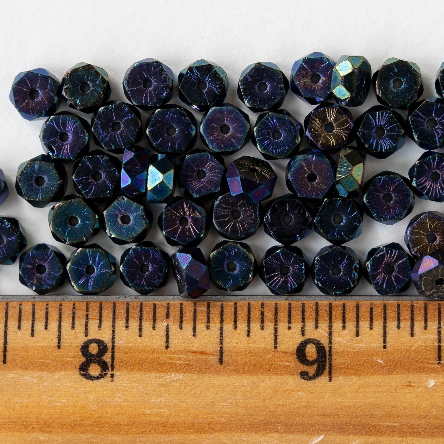 6mm Firepolished Glass Heishi Beads - Blue Iris - 50 Beads