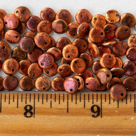 6mm Lentil Beads - Etched Crystal Sunset - 50 Beads