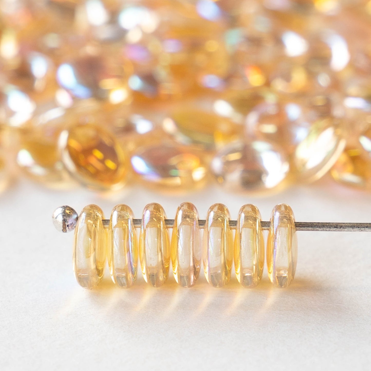 6mm Lentil Beads - Crystal Yellow Rainbow  - 50 Beads