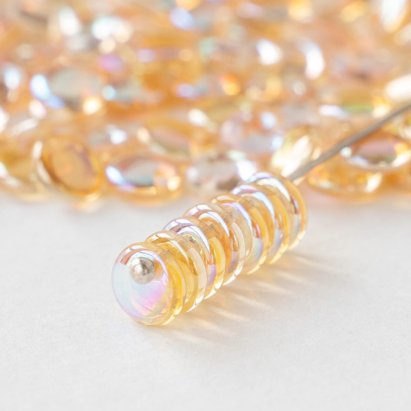 6mm Lentil Beads - Crystal Yellow Rainbow  - 50 Beads