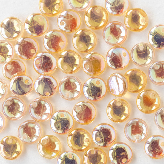 6mm Lentil Beads - Crystal Yellow Rainbow  - 50 Beads