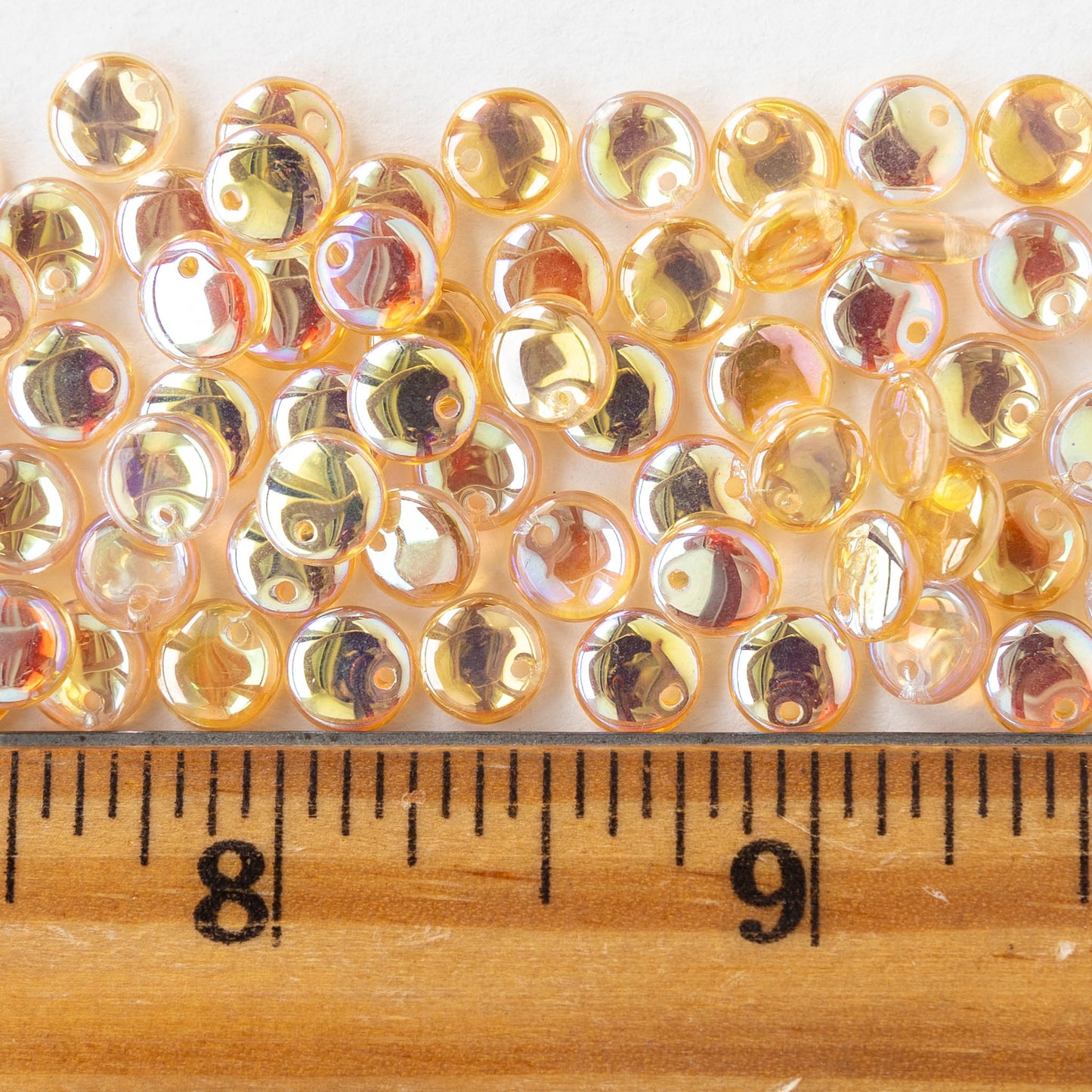 6mm Lentil Beads - Crystal Yellow Rainbow  - 50 Beads