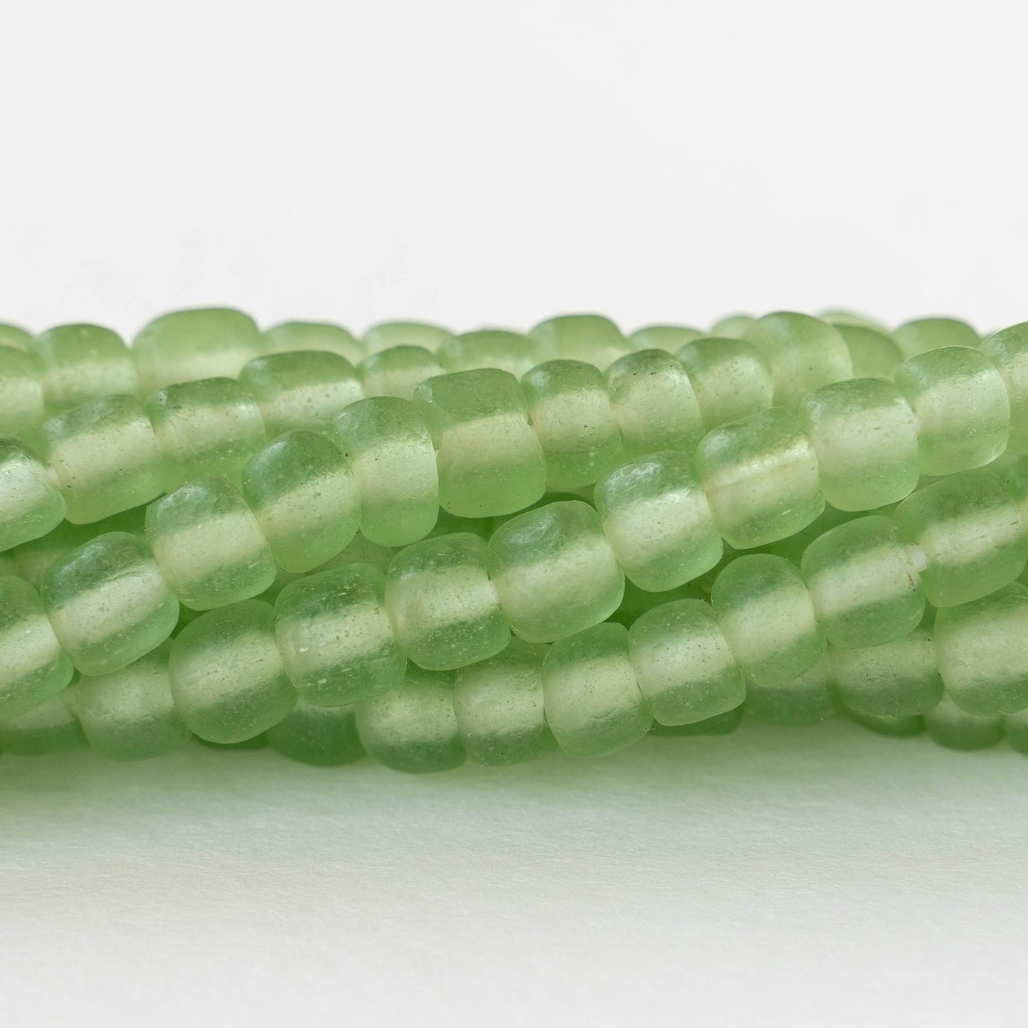 Glass Java Beads - Light Green - Whole or Half Strand