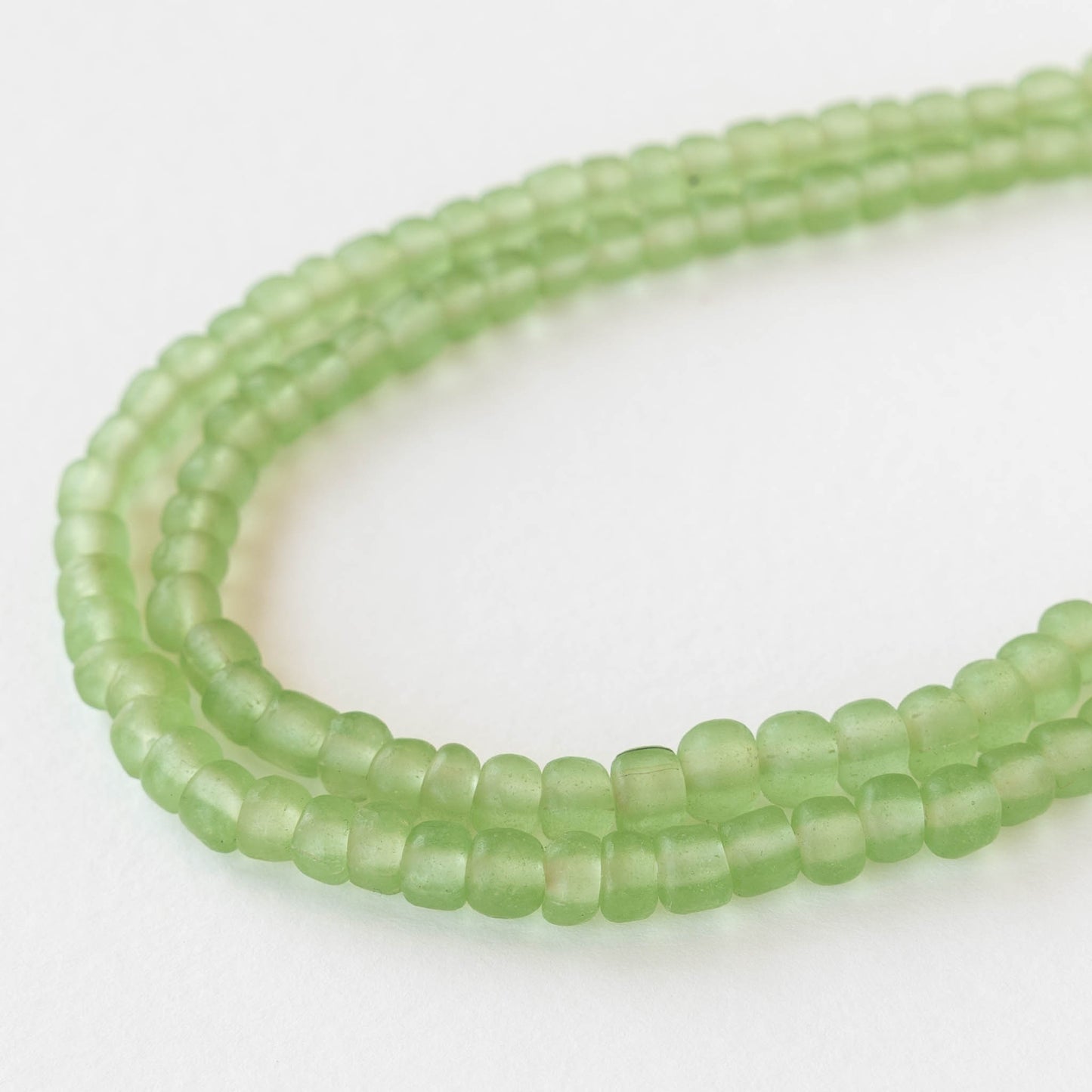 Glass Java Beads - Light Green - Whole or Half Strand