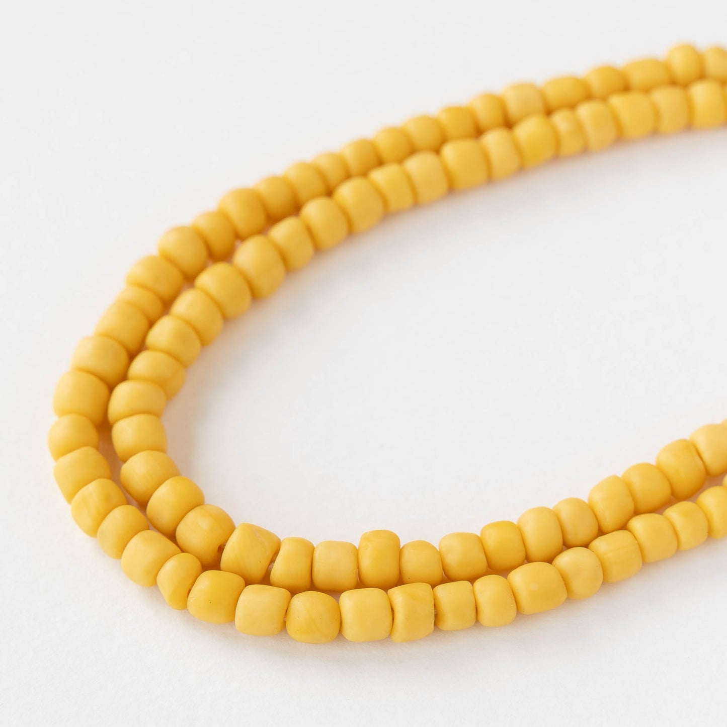 Glass Java Beads - Opaque Light Yellow - Whole or Half Strand