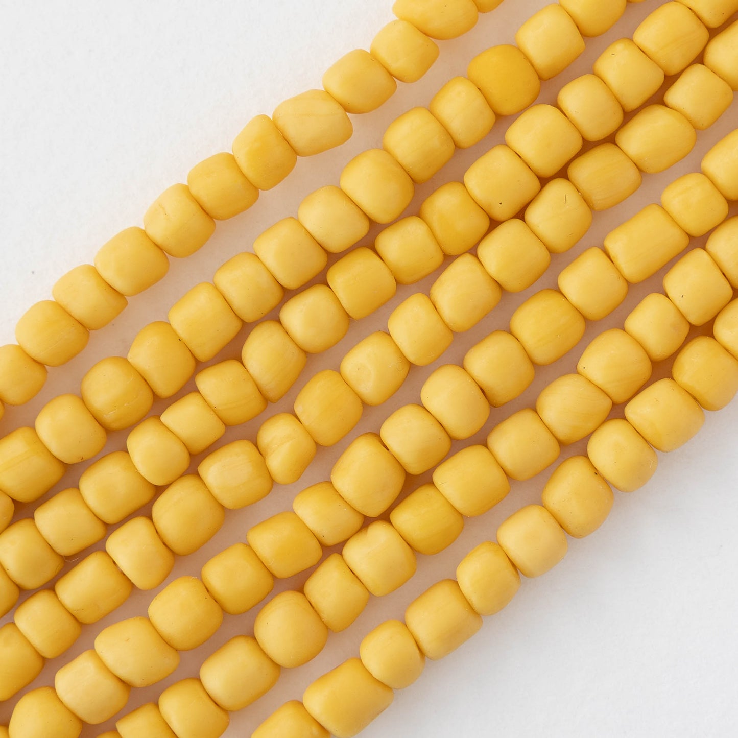 Glass Java Beads - Opaque Light Yellow - Whole or Half Strand