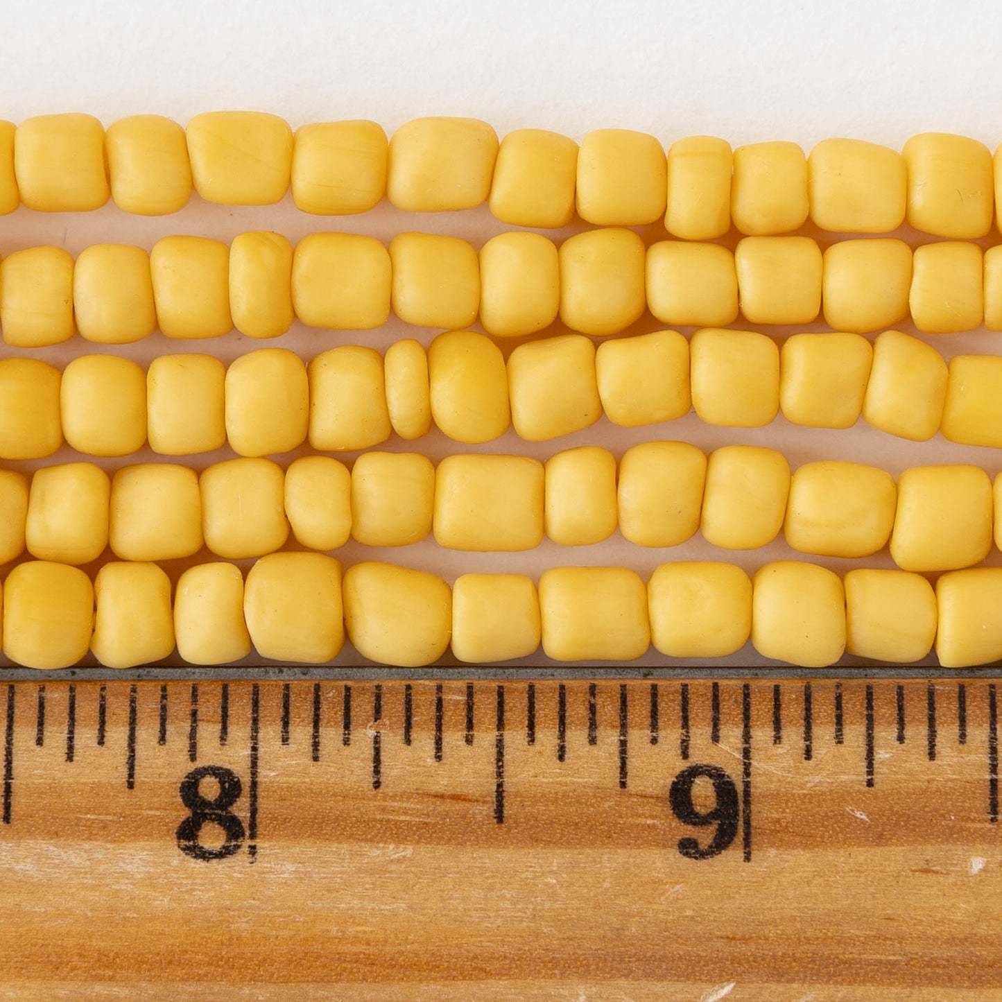 Glass Java Beads - Opaque Light Yellow - Whole or Half Strand