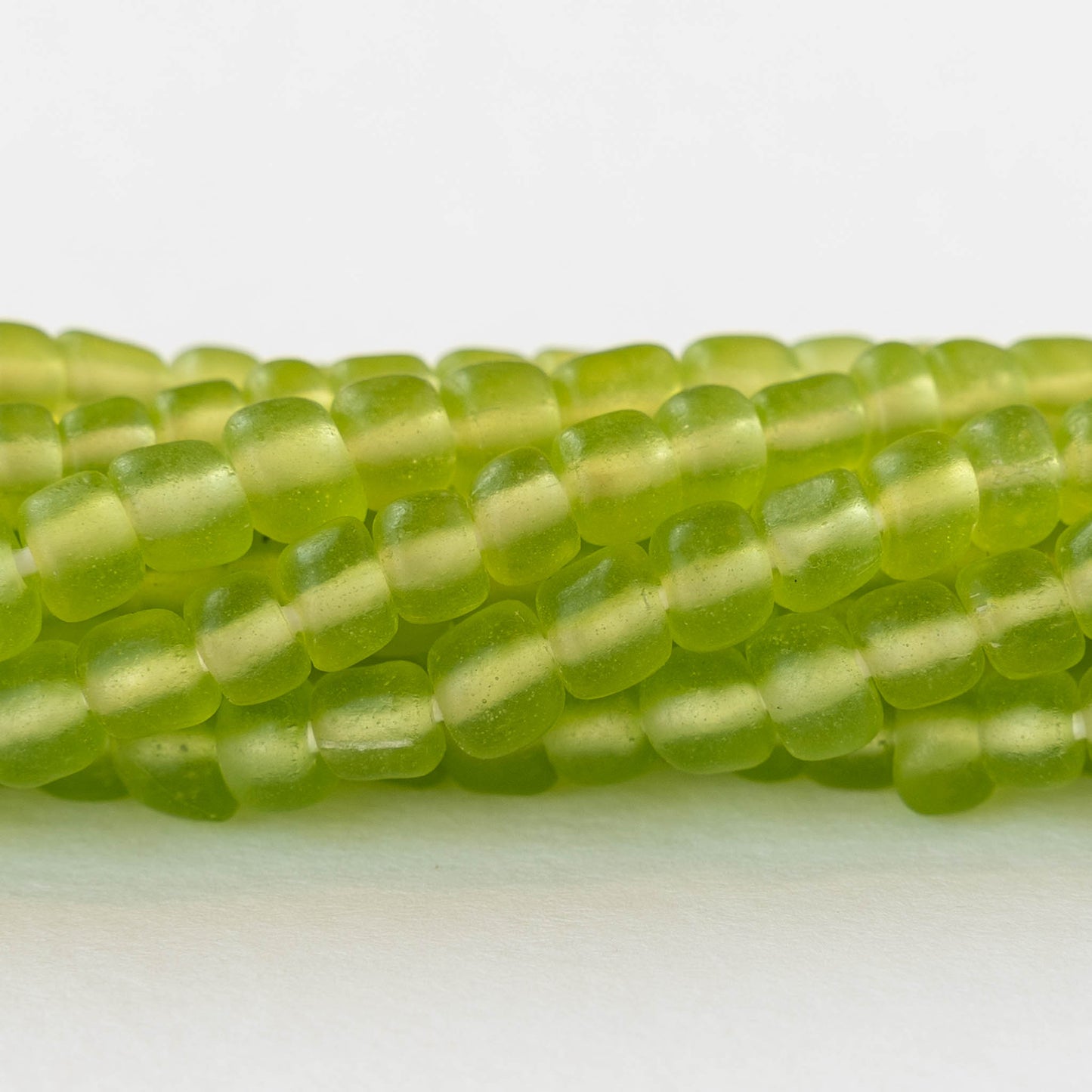 Glass Java Beads - Lime Green - Whole or Half Strand