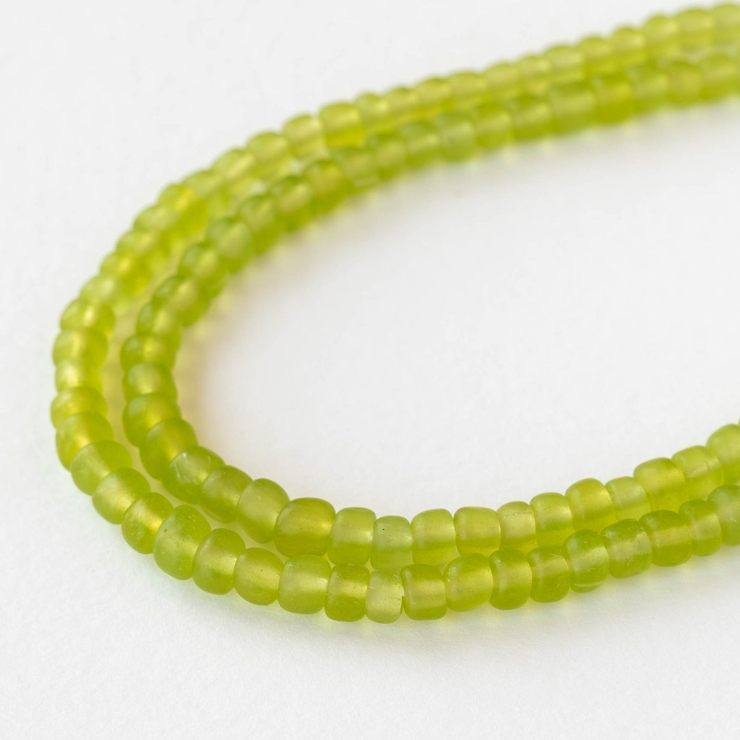 Glass Java Beads - Lime Green - Whole or Half Strand