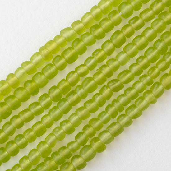 Glass Java Beads - Lime Green - Whole or Half Strand
