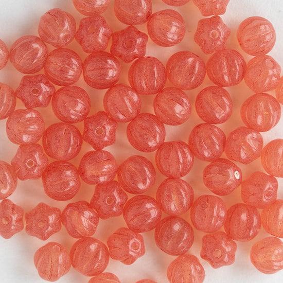 6mm Melon Bead - Coral Pink - 50 Beads