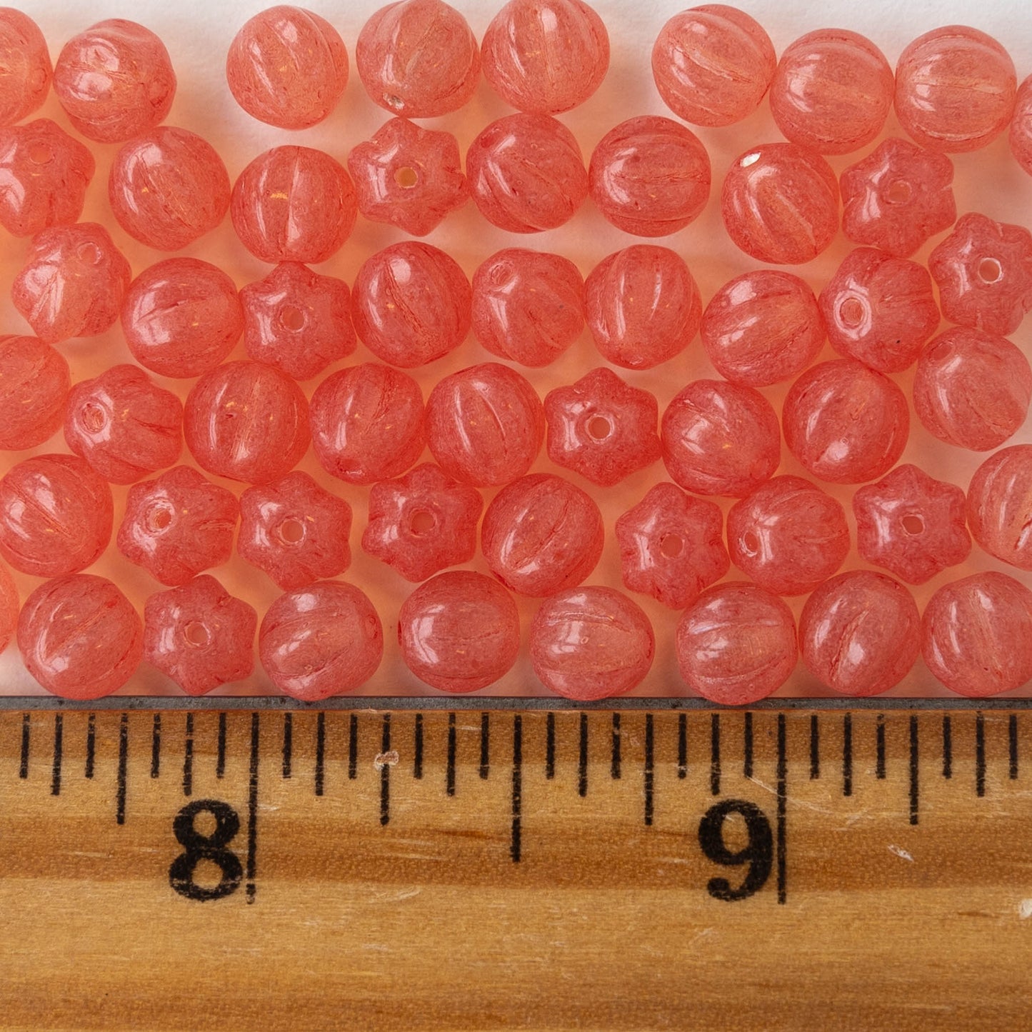 6mm Melon Bead - Coral Pink - 50 Beads