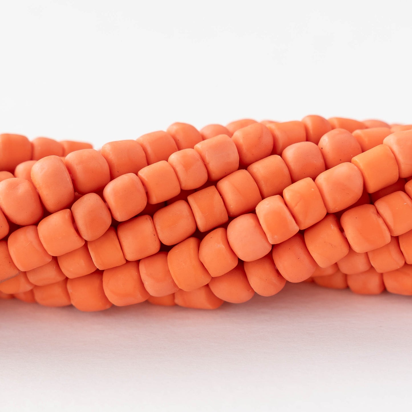 Glass Java Beads - Opaque Orange - Whole or Half Strand