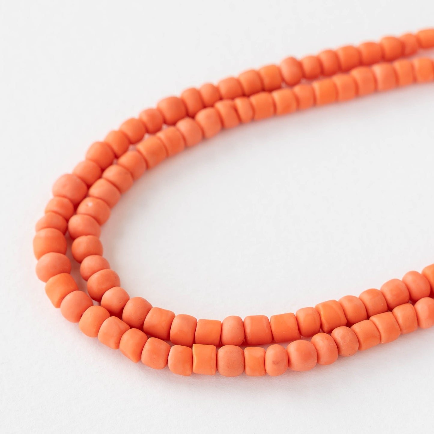 Glass Java Beads - Opaque Orange - Whole or Half Strand