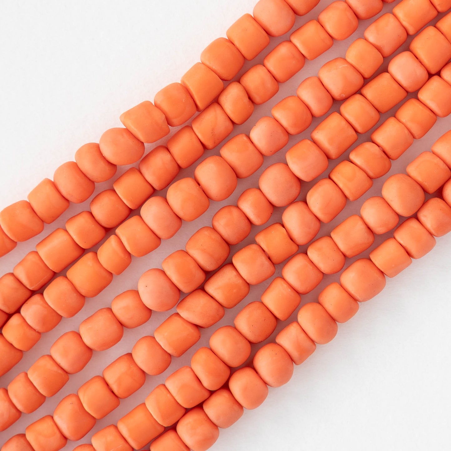 Glass Java Beads - Opaque Orange - Whole or Half Strand