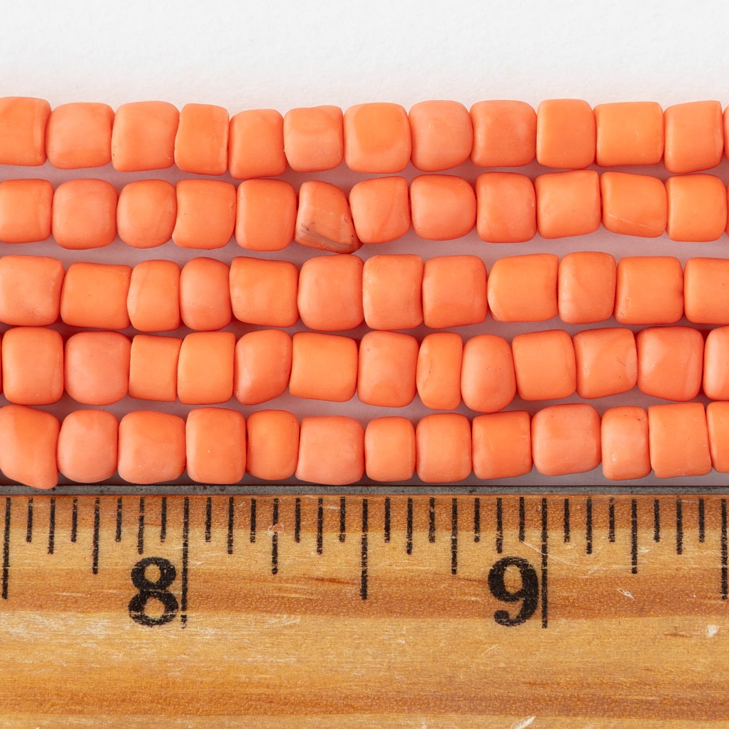 Glass Java Beads - Opaque Orange - Whole or Half Strand
