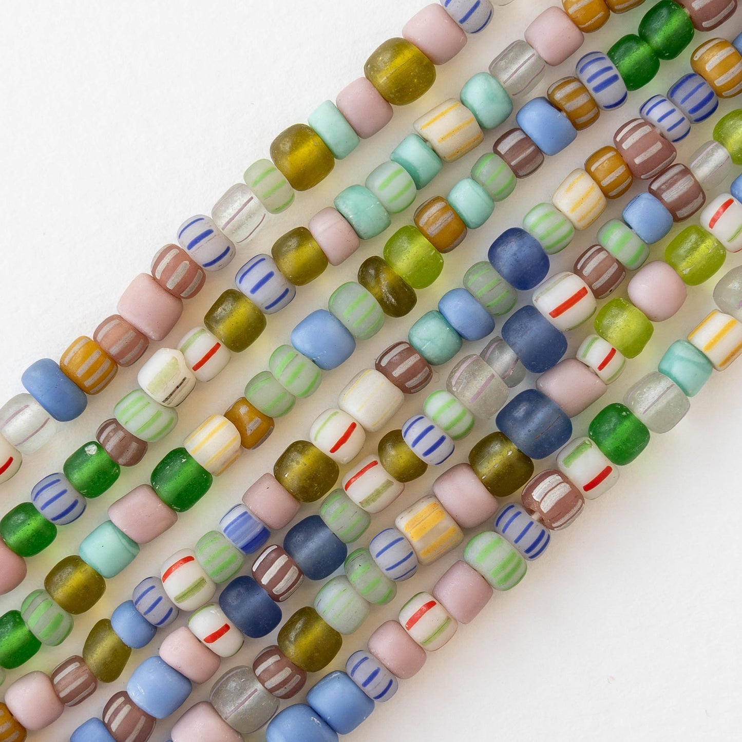 Glass Java Beads - Pastel Mix - Whole or Half Strand